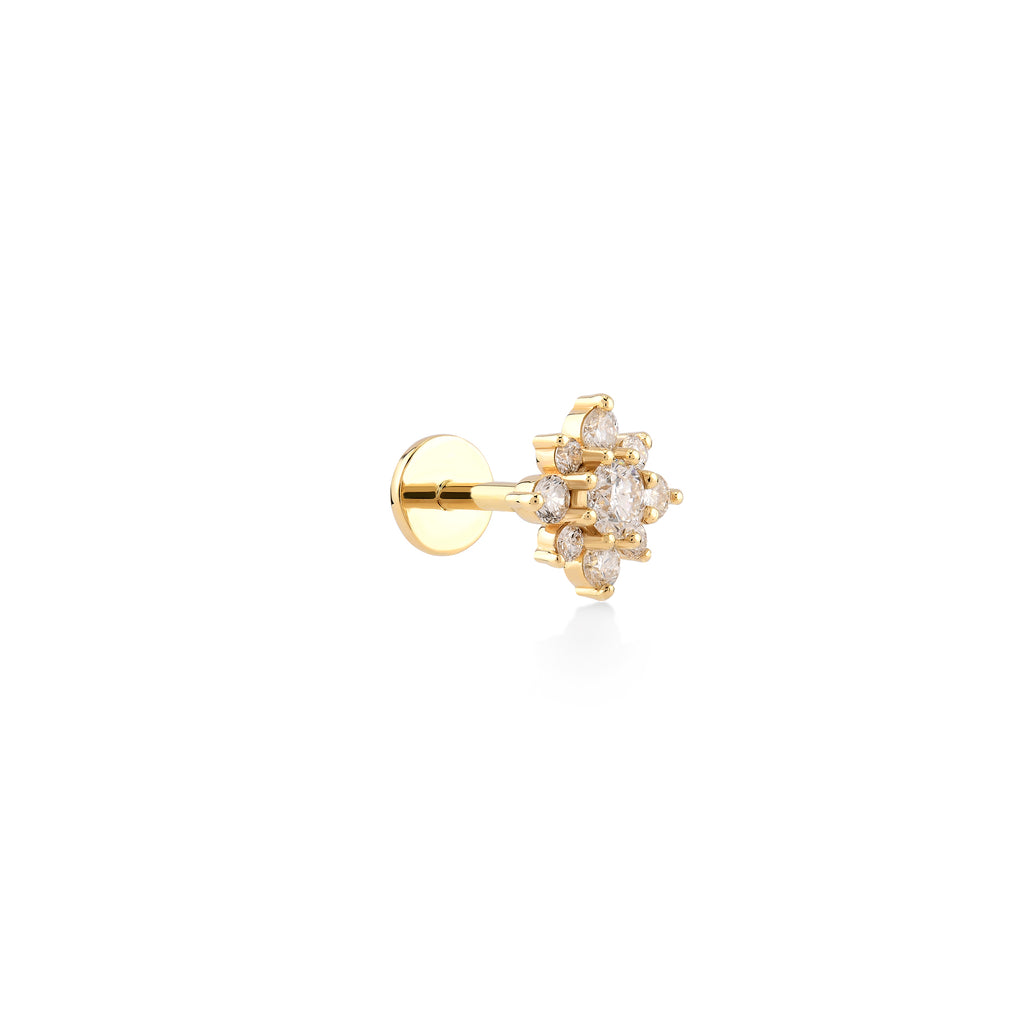 0.31 ct Floral Pırlanta Piercing / 14 Ayar Sarı Altın