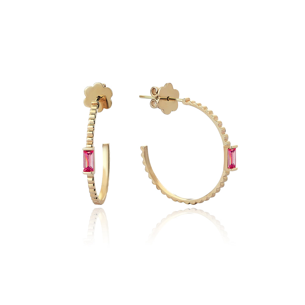 Baguette Stone Gold Earrings