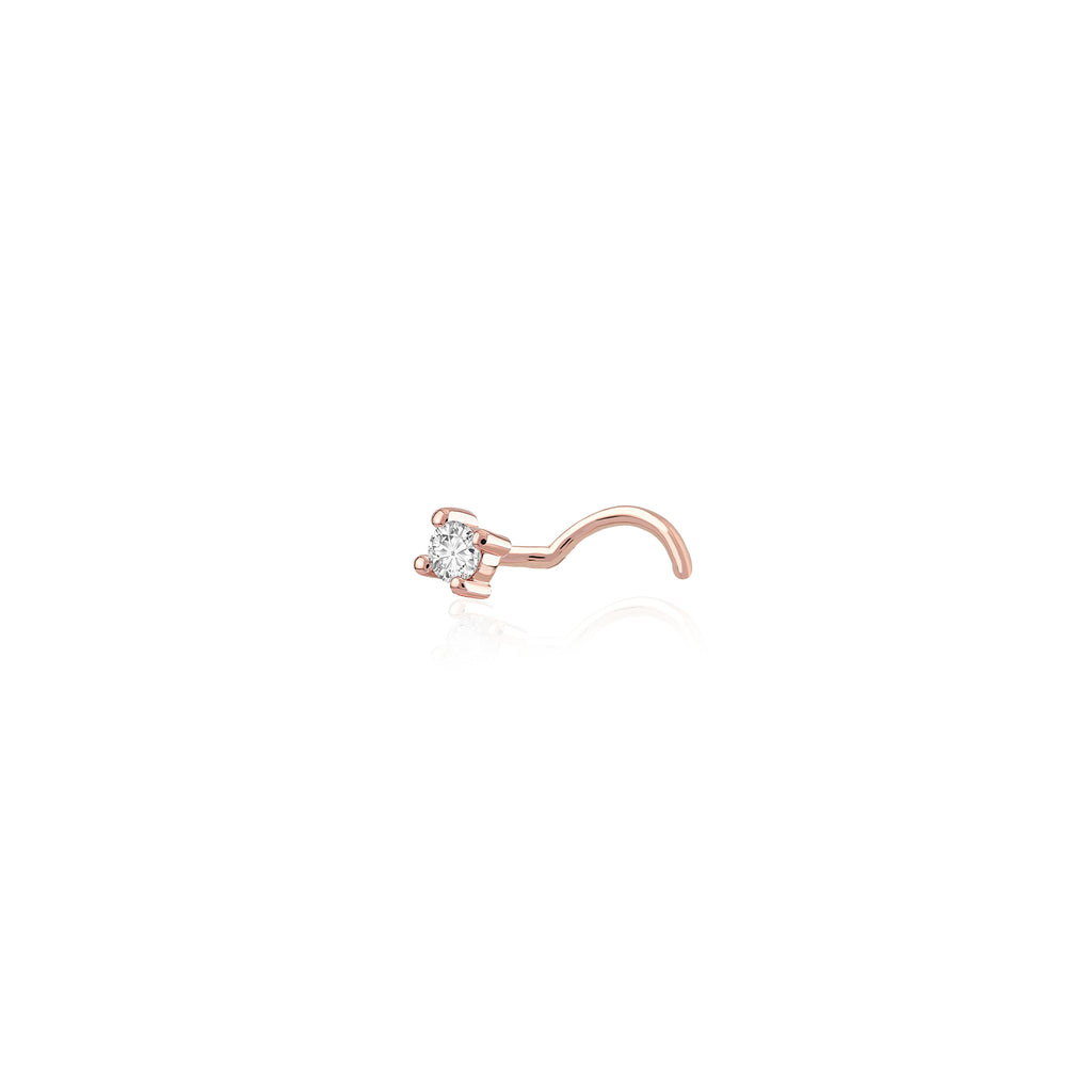 Tek Taş 0.02 ct Pırlanta Hızma / 14 Ayar Rose Altın