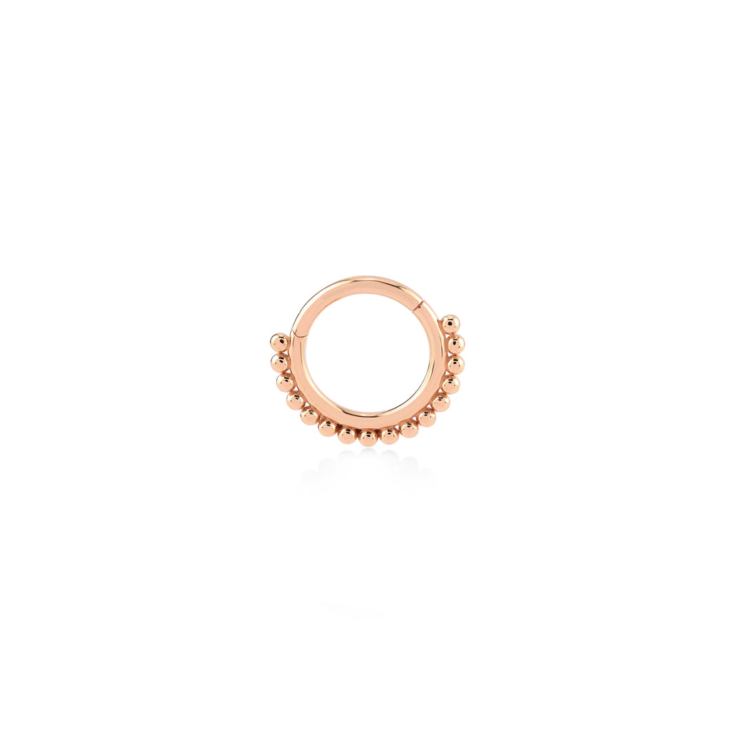 Dorika Top Detaylı Altın Halka Piercing (14mm) / Rose Altın