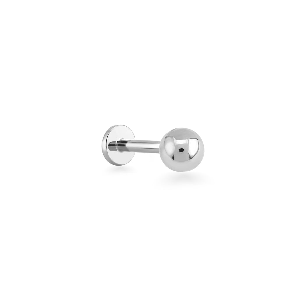 4mm Top Altın Piercing / 14 Ayar Beyaz Altın