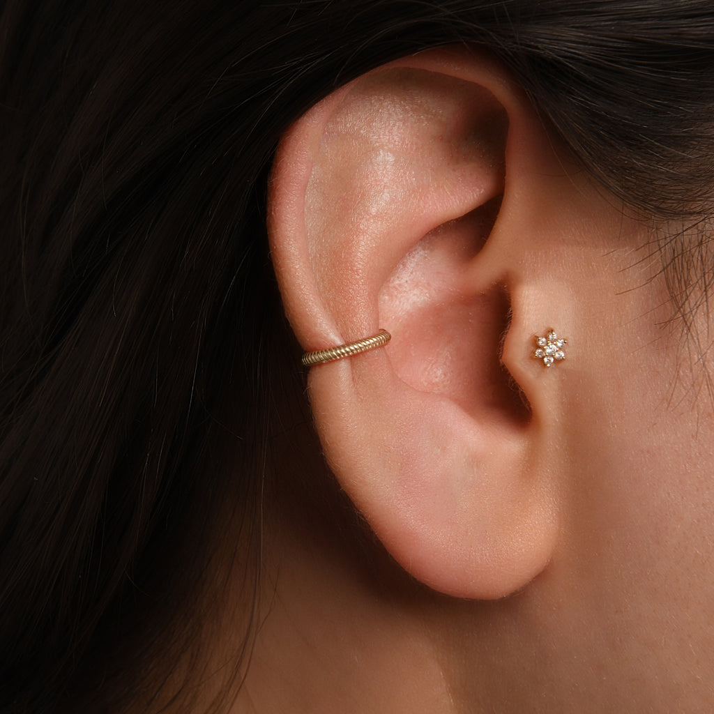 Burgu Altın Kıkırdak Earcuff / 14 Ayar Sarı Altın