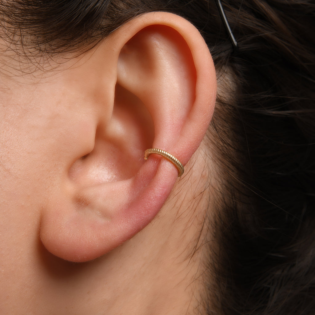 Burgu Altın Kıkırdak Earcuff / 14 Ayar Sarı Altın