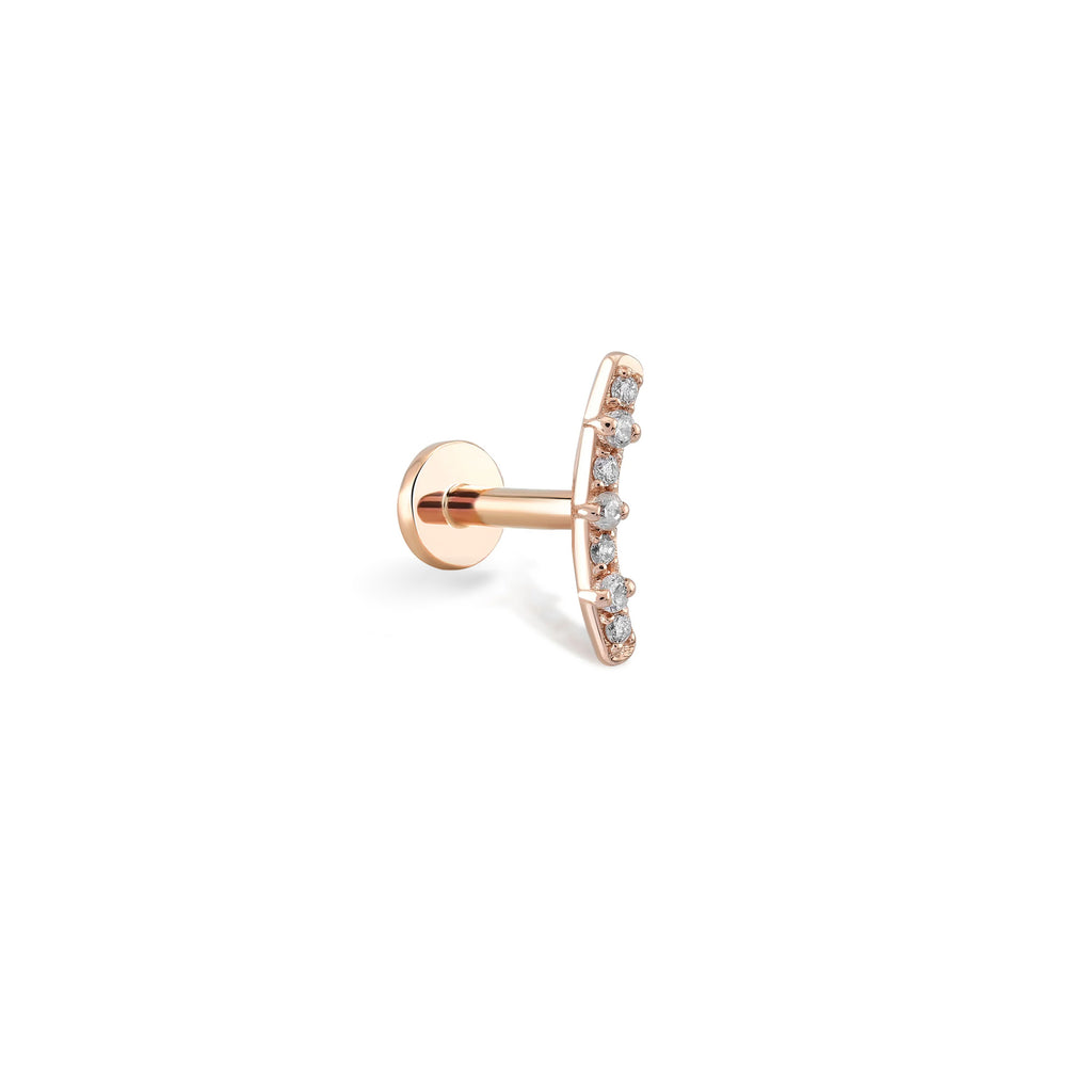 Sıra Pırlanta Arc Piercing / 14 Ayar Rose Altın