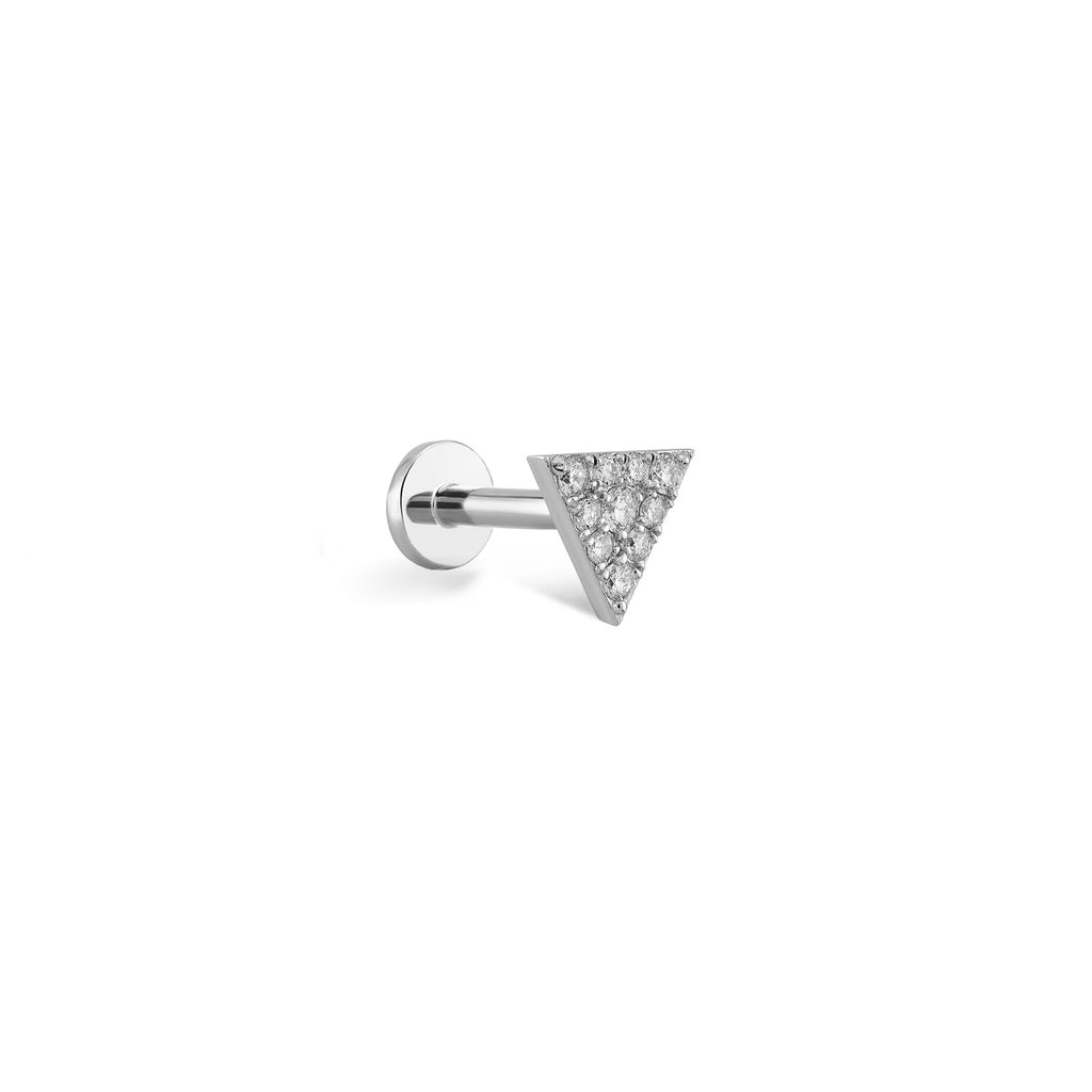 Triangle Pırlanta Piercing / 14 Ayar Beyaz Altın