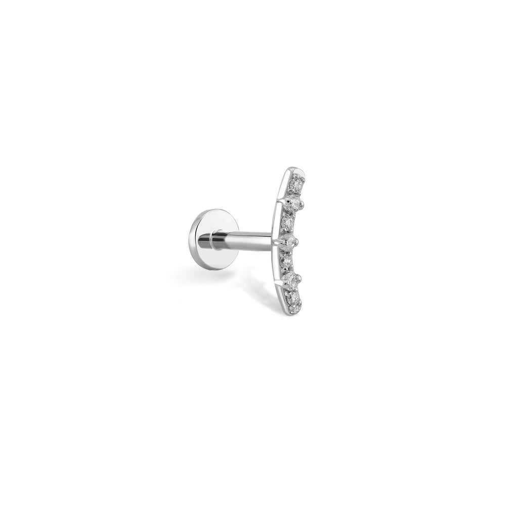 Sıra Pırlanta Arc Piercing / 14 Ayar Beyaz Altın