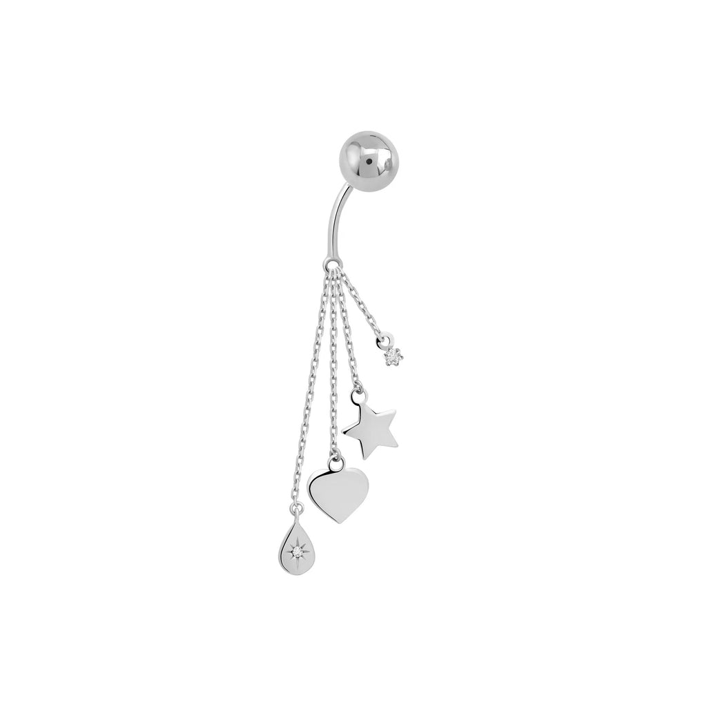 Gold Stone Dangle Belly Piercing